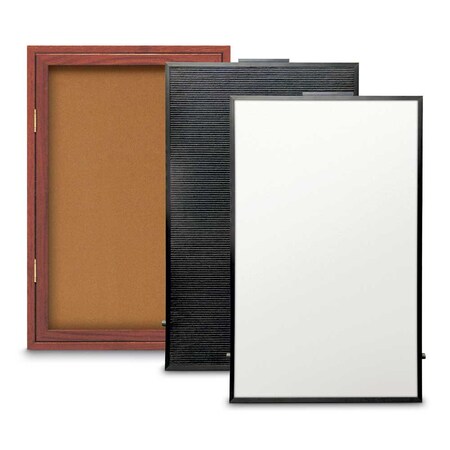 United Visual Products Corkboard, Single Door, Radius Frame, 36x36", Black/Cinnamon UV7002-BLACK-CINNABA